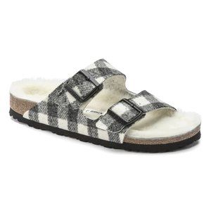 Men's Arizona Rivet Shearling Plaid White/Black Sandals Regular Fit Men's US 10